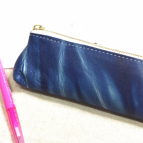 Japan Blue 藍染革のペンケース ペンケース 森革工房 通販 4016023