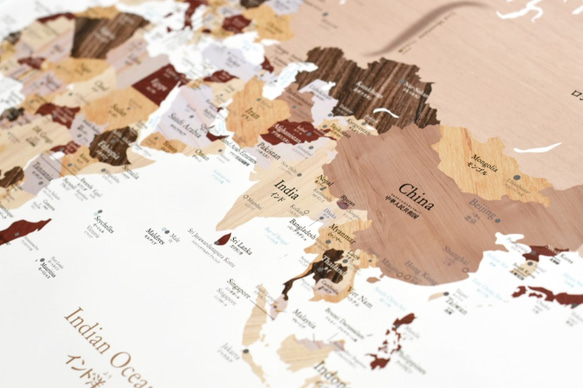 【英語＆日本語表記】木目調のおしゃれな世界地図ポスターA1サイズ　ポスター 7枚目の画像