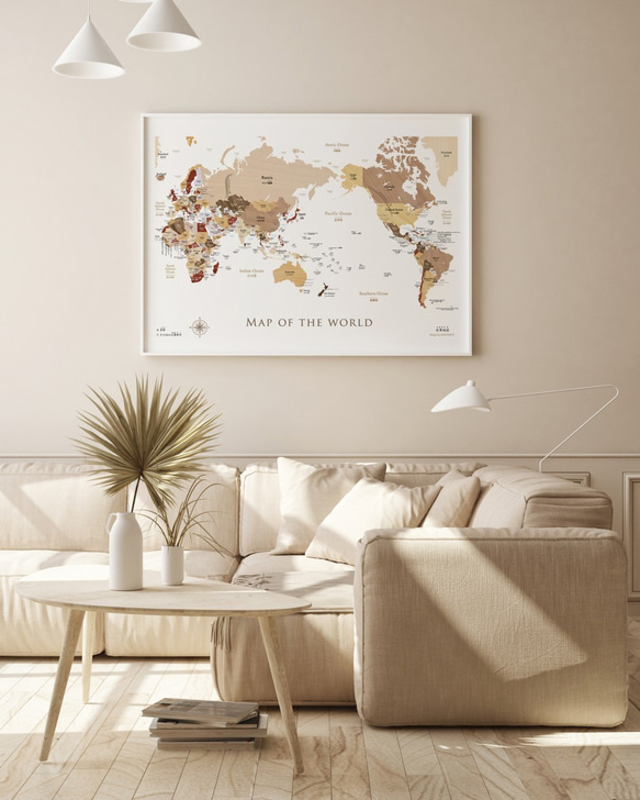 【英語＆日本語表記】木目調のおしゃれな世界地図ポスターA1サイズ　ポスター 8枚目の画像