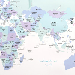 【英語＆日本語表記】パステル調「世界地図」A1サイズ　ポスター　ポスター 2枚目の画像