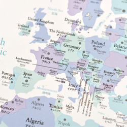【英語＆日本語表記】パステル調「世界地図」A1サイズ　ポスター　ポスター 6枚目の画像