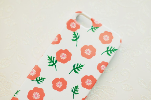 アネモネ　iPhone/Android ケース【受注制作】【名入れ可】花　植物　アイフォン スマホ ケース case 3枚目の画像