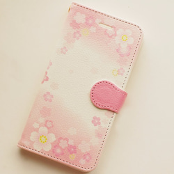 桜吹雪　手帳　iPhone/Android ケース【受注生産】【名入れ可】アイフォン　スマホ case 2枚目の画像