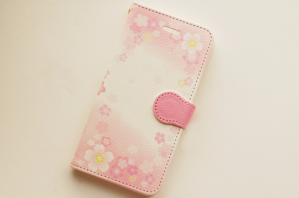 桜吹雪　手帳　iPhone/Android ケース【受注生産】【名入れ可】アイフォン　スマホ case 2枚目の画像