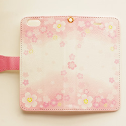 桜吹雪　手帳　iPhone/Android ケース【受注生産】【名入れ可】アイフォン　スマホ case 4枚目の画像