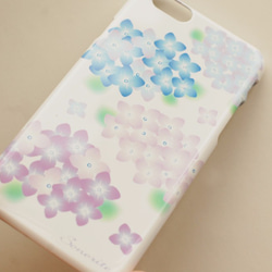 あじさい　iPhone/Android ケース【受注制作】【名入れ可】花　植物　アイフォン スマホ ケース case 3枚目の画像