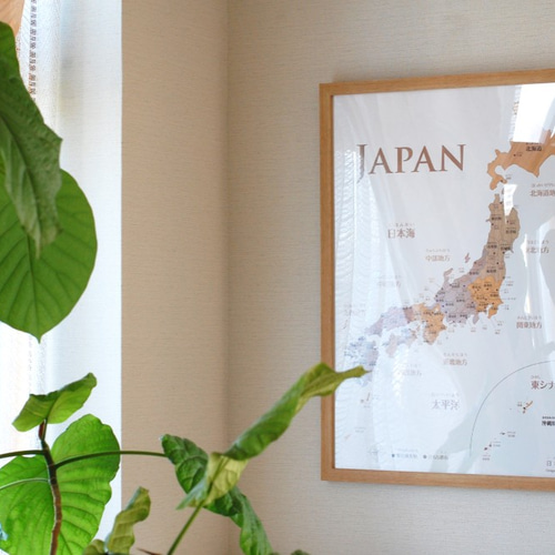 おしゃれな寄木風「日本地図」ポスターA2 木目 雑貨・その他 SONORITE