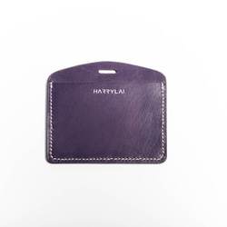 【穎川手創】證件夾、悠遊卡套(紫色橫式)牛皮純手縫 第2張的照片