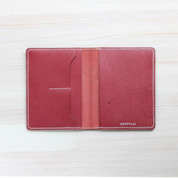 【穎川手創】愛旅行護照夾/胭脂紅色/牛皮純手縫 第2張的照片