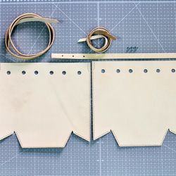 江川手]シンプルな縫製シリーズを行うには、[DIYキットミニマルな小さな革のバケットバッグの手 - ブラウン（ピースが打ち抜かれ 3枚目の画像
