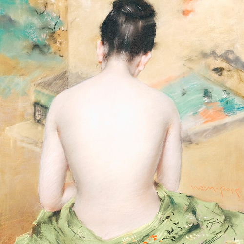 油絵　裸婦 橋本太久磨「裸婦」油絵・F3号 絵画買取・販売の小竹美術