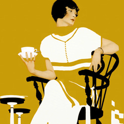 足を組んでコーヒーを飲む女性、コールズ・フィリップス 5枚目の画像