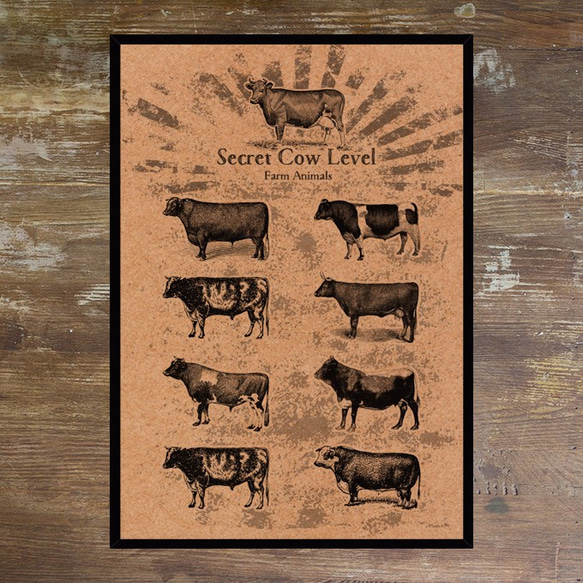 農場アニマル レトロな牛の種類ポスター p006 2枚目の画像