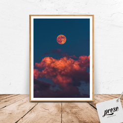 神秘的な赤銅色の月ブラッディムーン、ファンタジーポスター 1枚目の画像