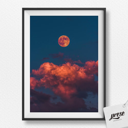 神秘的な赤銅色の月ブラッディムーン、ファンタジーポスター 2枚目の画像