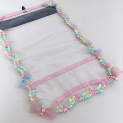 ランドセルカバー Flower刺繍 pink ribbon デコレーション《送料無料