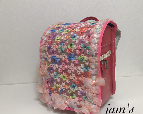 編み上げレースアップ全フリルお花付き　ランドセルカバー　ハンドメイド　オーダー 0_0dfacdac03b63a3d17bac96ee56f