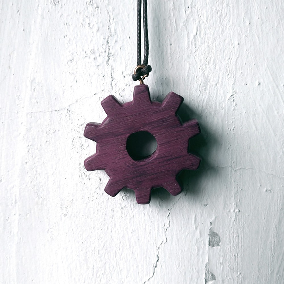 齒輪系列-紫心木項鍊 第1張的照片