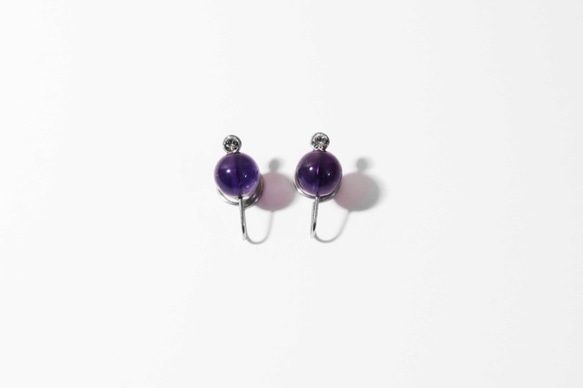 Amethyst Stainless Steel Earrings 2枚目の画像