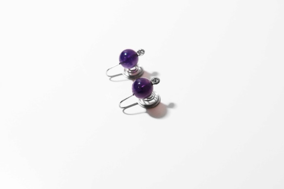 蓋盅甜蜜蜜系列 | 紫水晶 不鏽鋼耳夾 (可改耳針) 第3張的照片