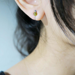 Tourmaline-Green Stainless Steel Earrings 4枚目の画像