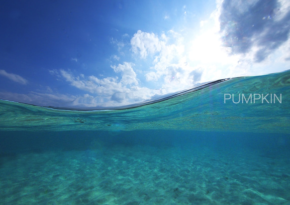 ゆらめき-1　　PH-A4-0３    写真　きらめき　半水面　水面　透明度　奄美大島　　　 1枚目の画像