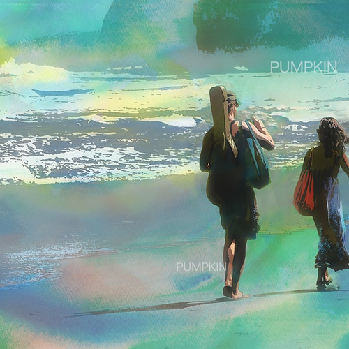 南風 PR-A4-016 写真 写真画 イラスト 恋人 ハワイ 渚 碧い海 海