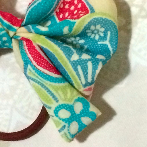 ヘアアクセサリー／ヘアゴム（和柄）子供用着物生地／黄色系-A柄