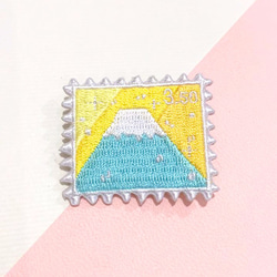 「ドッグスタークリップ」オリジナル刺繍のブローチ/スタンプ富士山 1枚目の画像