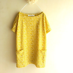 袖口タックのプルオーバー LIBERTY ** yellow ** 1枚目の画像