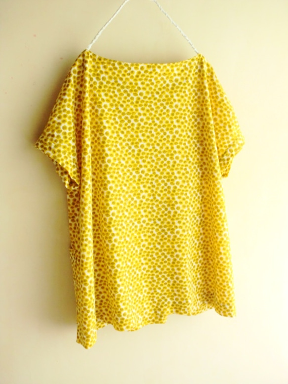 袖口タックのプルオーバー LIBERTY ** yellow ** 4枚目の画像