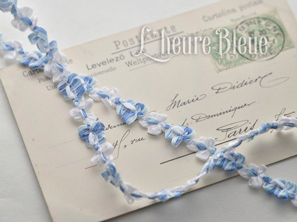 仏ブレード Rococo fleur・02・ブルー・ホワイト・1m　R015_2538_02 1枚目の画像