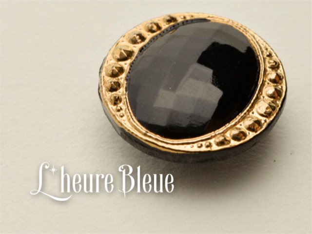 シャネルヴィンテージガラスボタン カンボン 黒ゴールド 27mm