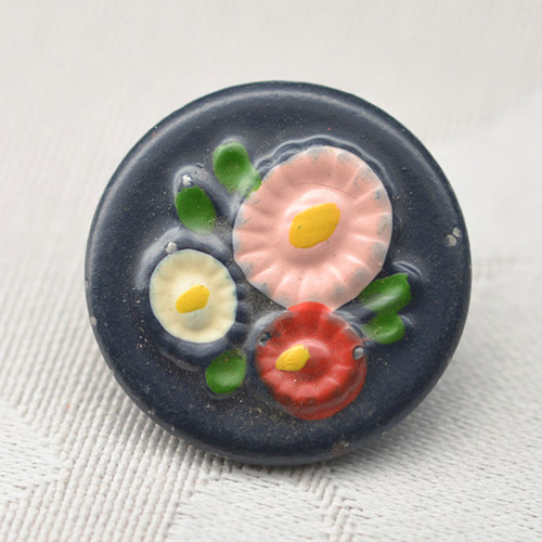 手描きメタルボタン ネイビー 21mm 1個 D110101_21_NV 鈕扣・扣子