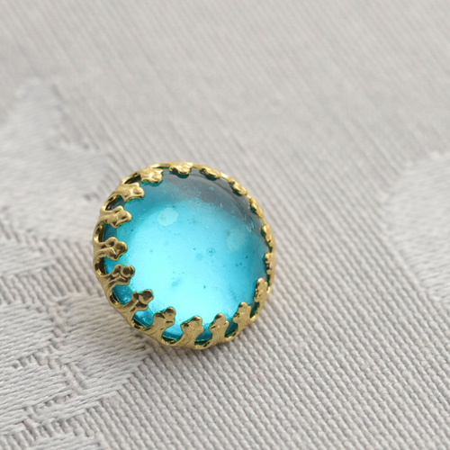 仏ヴィンテージ ティアラ ターコイズ 13mm 2個セット