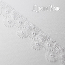 レース Embroidered tulle 30mm 1 .Blanc　 A011_4201_30_01 1枚目の画像