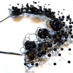 手作り手作りの結婚式のパーティーは、黒い線かぎ針編みのネックレスのレースの視点をバラ 3枚目の画像