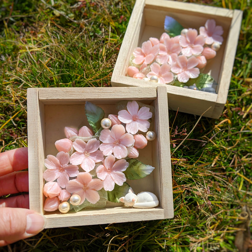 桜の花と眠り猫〈受注製作〉お花見ネコ アロマフラワー 枯れないサクラ