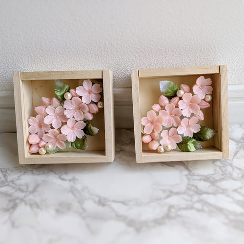 桜の花と眠り猫〈受注製作〉お花見ネコ アロマフラワー 枯れないサクラ