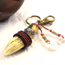 ▼Wild Man Boar Tuskキーホルダー▲Wild Man Caries Keyring（Color Beads Se 2枚目の画像