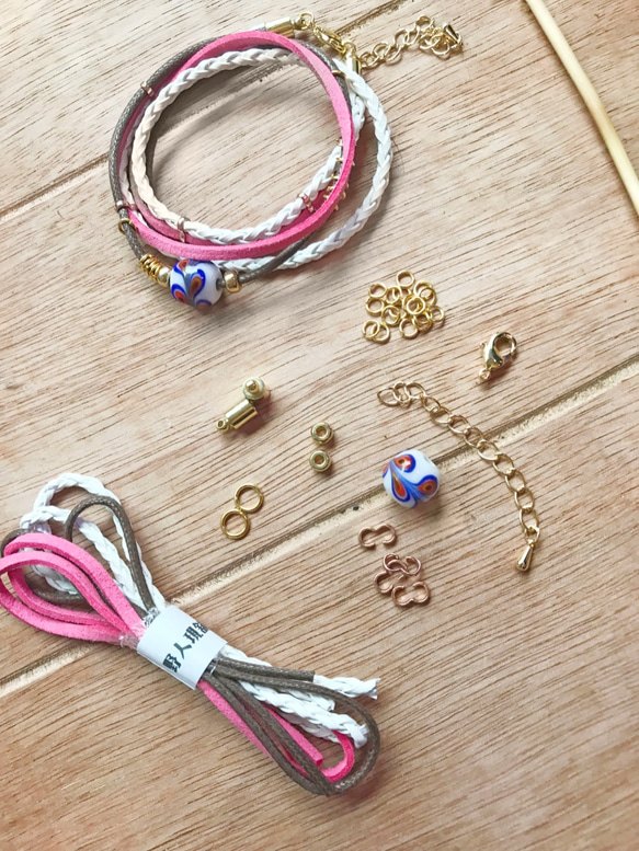 ｜DIY包｜Misty Glazebead Bracelet*迷霧琉璃珠手鍊(粉紅系) 第3張的照片