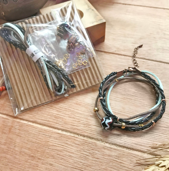 ｜DIY包｜Misty Glazebead Bracelet*迷霧琉璃珠手鍊(海洋系) 第3張的照片