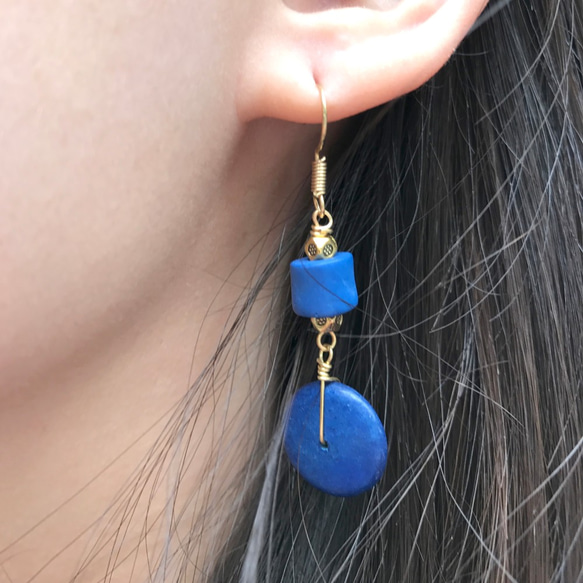 なぜか？また、ココナッツイヤリングBLUE イヤリング