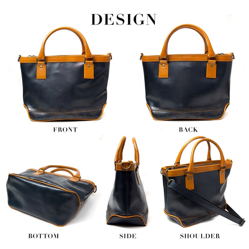 人気色 [美品] Fes 本革バッグ 紺色 レーザー Leather | dizmekaro.com