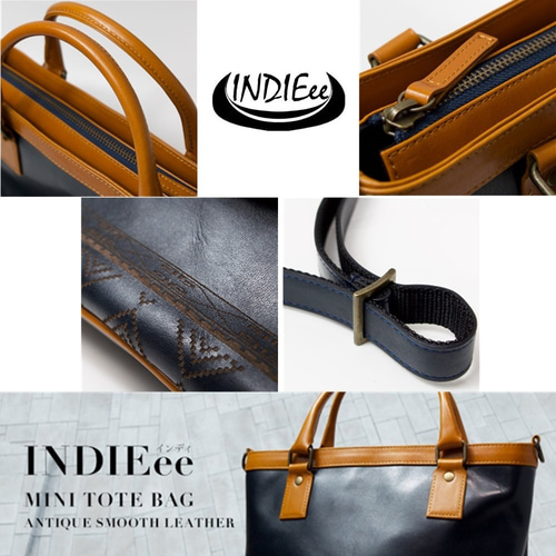 INDIEee インディ アンティークスムースレザー ミニトートバッグ