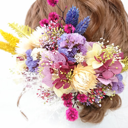 紫陽花とスターリンジャーのヘッドドレス 成人式 結婚式 ドライフラワー 6枚目の画像