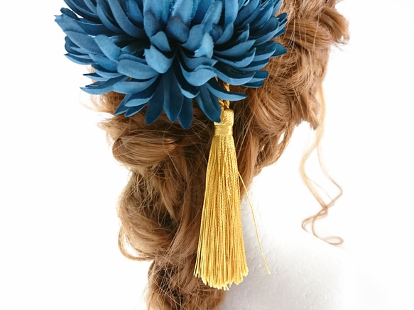 髪飾り タッセル Uピン 選べる8色 和風ヘアアクセサリー 2枚目の画像