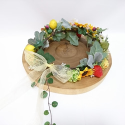【1点限定】 花冠とブートニアのセット ひまわりとフルーツ ヘッドドレス ウエディング 6枚目の画像