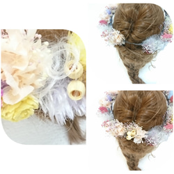 【SALE】花冠 パステルカラー ヘッドドレス プリザーブドフラワー 7枚目の画像