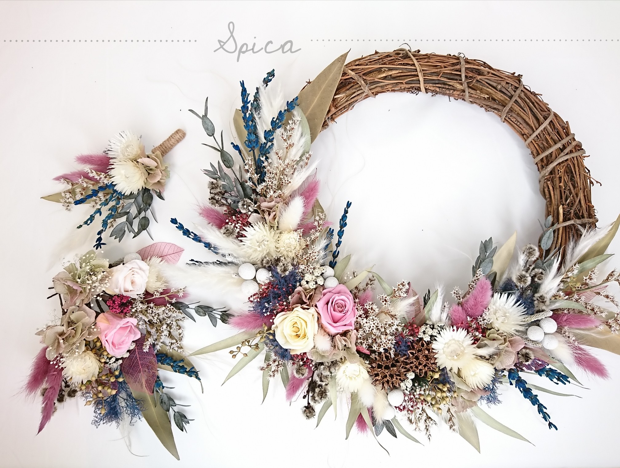 和装リースブーケ　ブーケ　ブートニア 楽天市場】送料無料（一部地域を除く）【和風リースブーケ&ブートニア